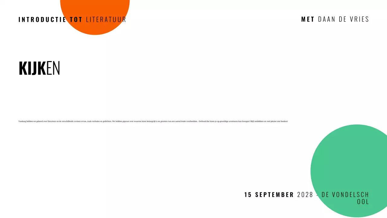 Veelkleurige moderne literatuur cursuspresentatie