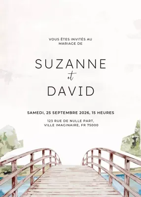 Invitation de mariage minimaliste blanche