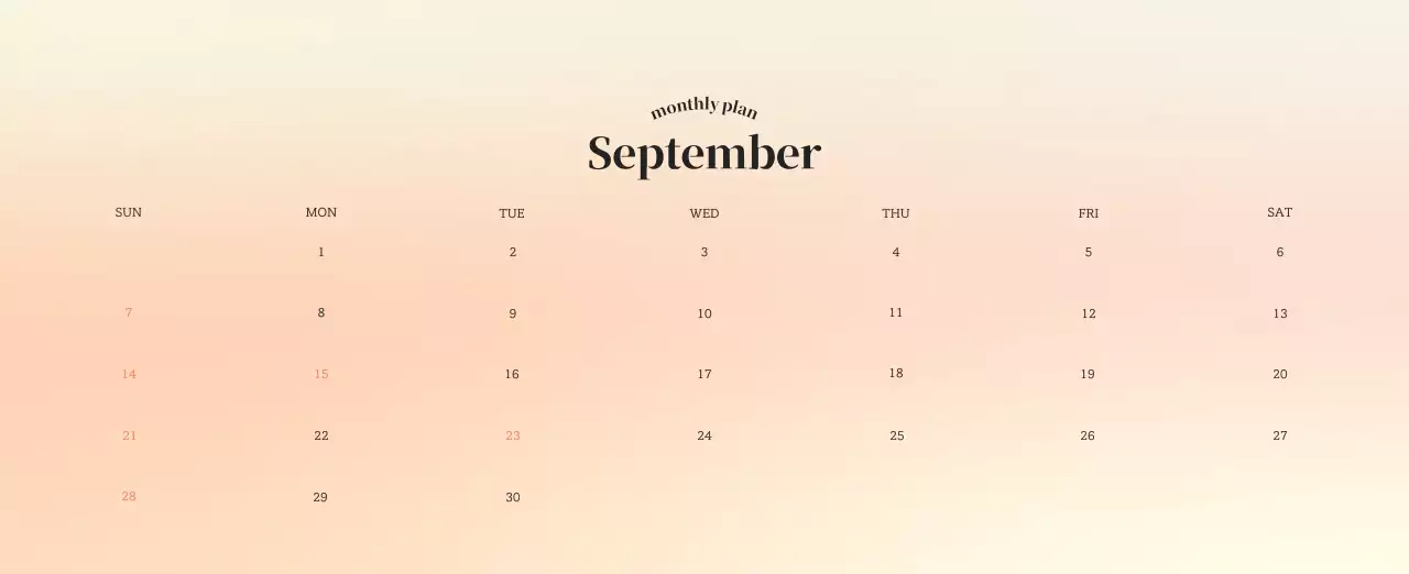 グラデーションミニマルカレンダーカレンダー