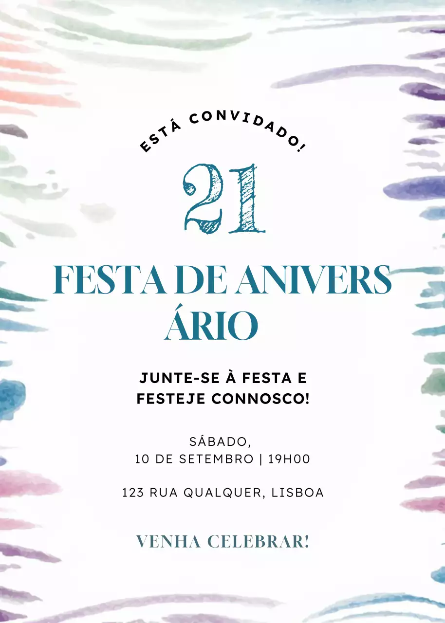 Convite de aniversário elegante e colorido