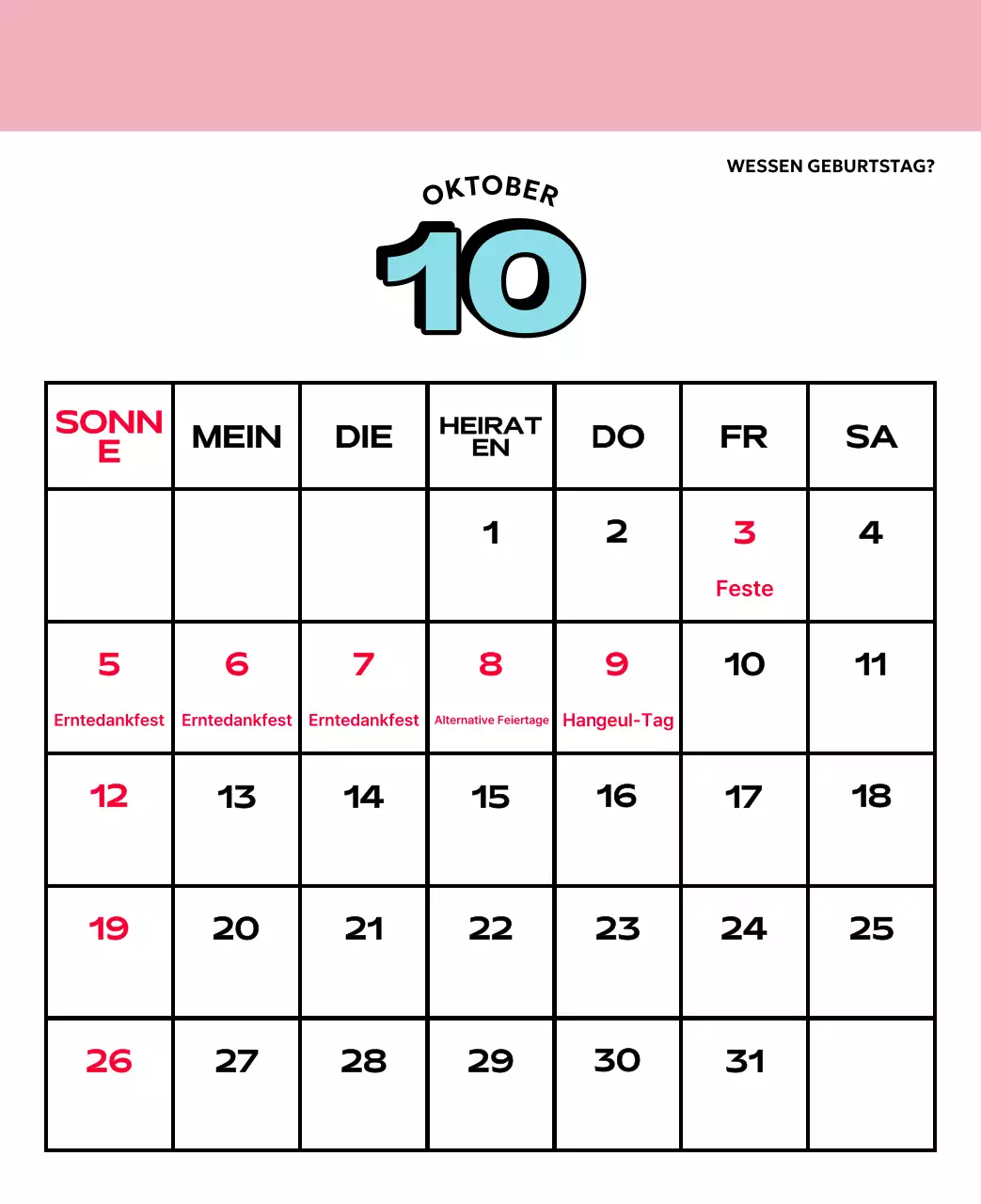 Bunte Kalender mit einer Vielzahl von Retro-Illustrationen