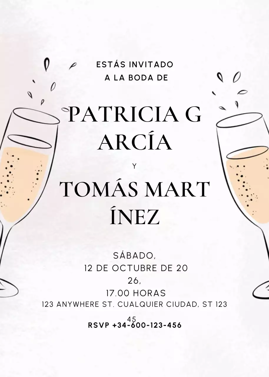 beige elegante invitación de boda