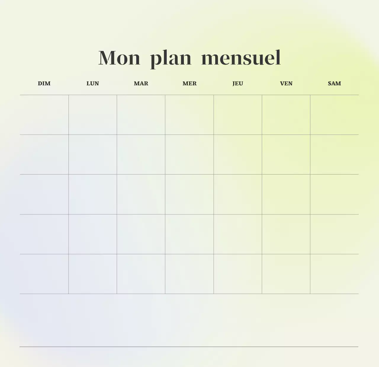 Calendrier minimaliste dégradé