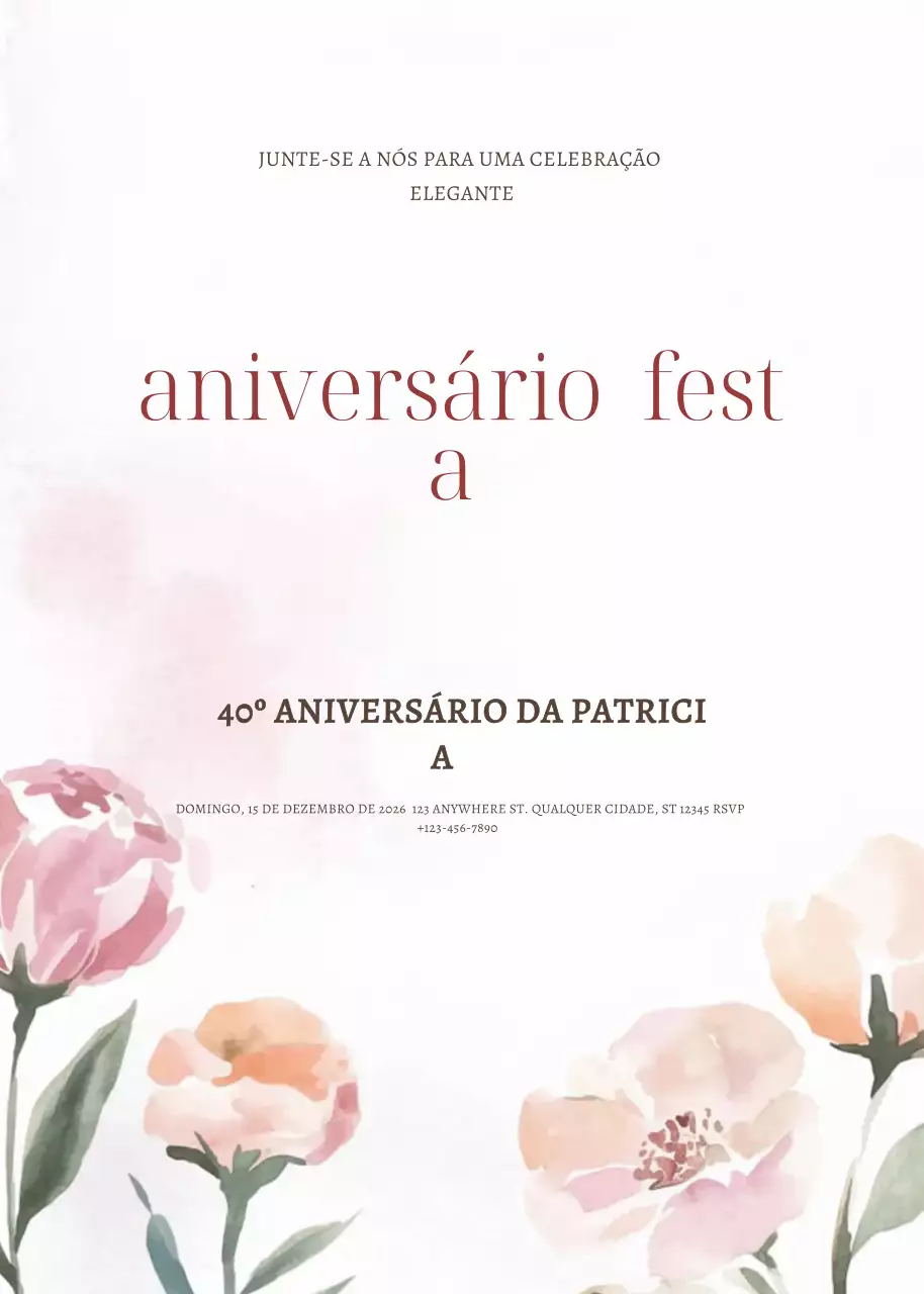 convite de aniversário elegante cor-de-rosa