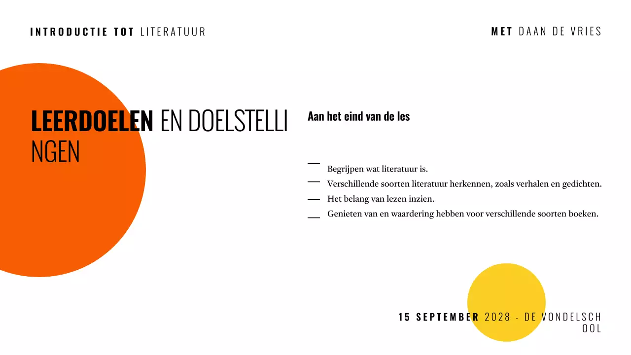 Veelkleurige moderne literatuur cursuspresentatie