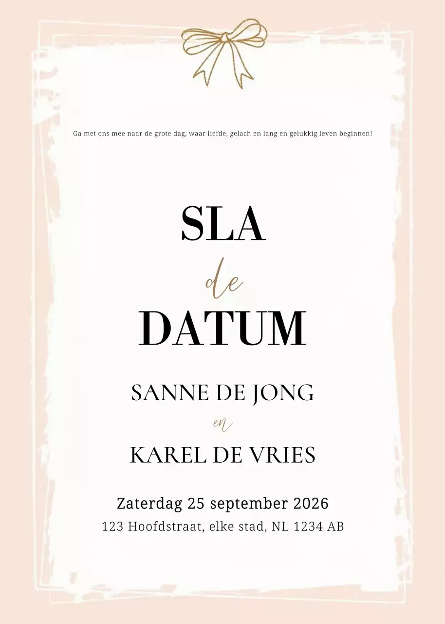 Beige elegante huwelijksuitnodiging