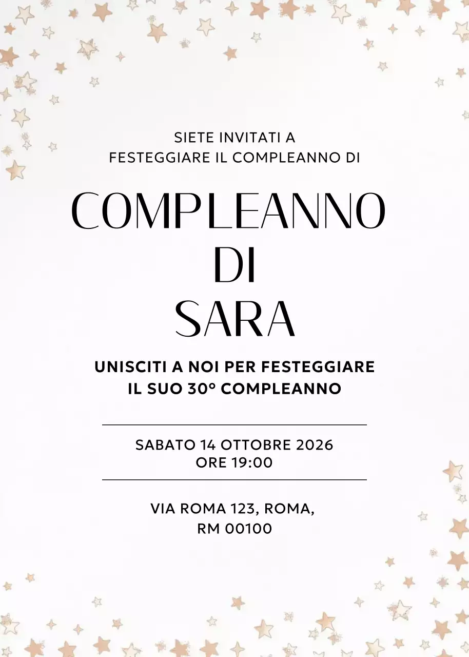 Invito di compleanno elegante beige