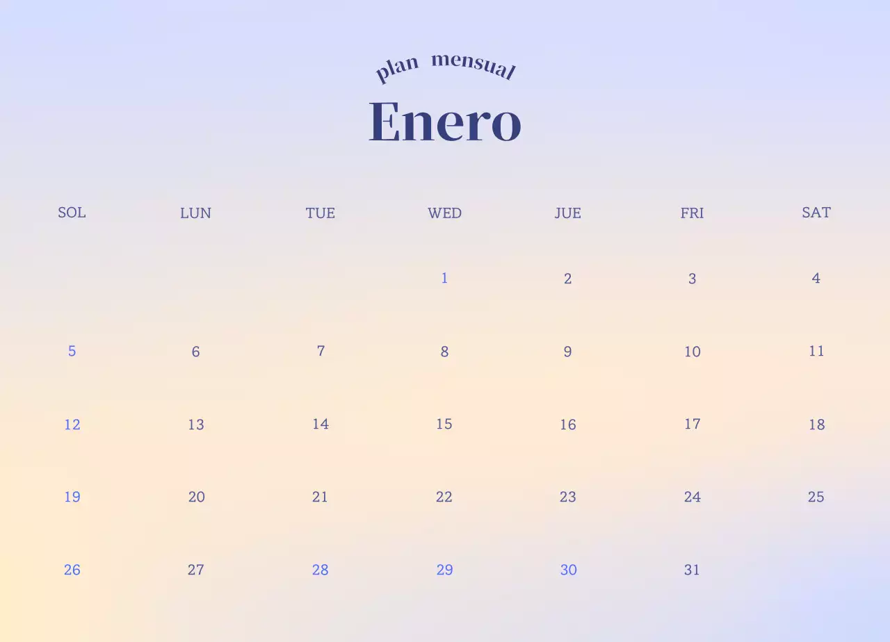Calendario Gradient Minimalist Emotion