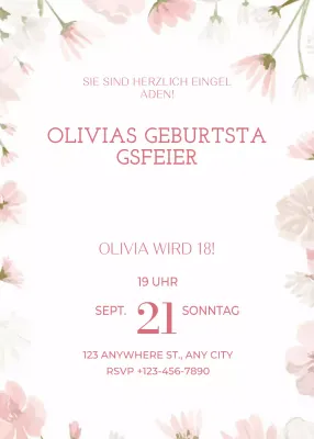 rosa geblümte Geburtstagseinladung