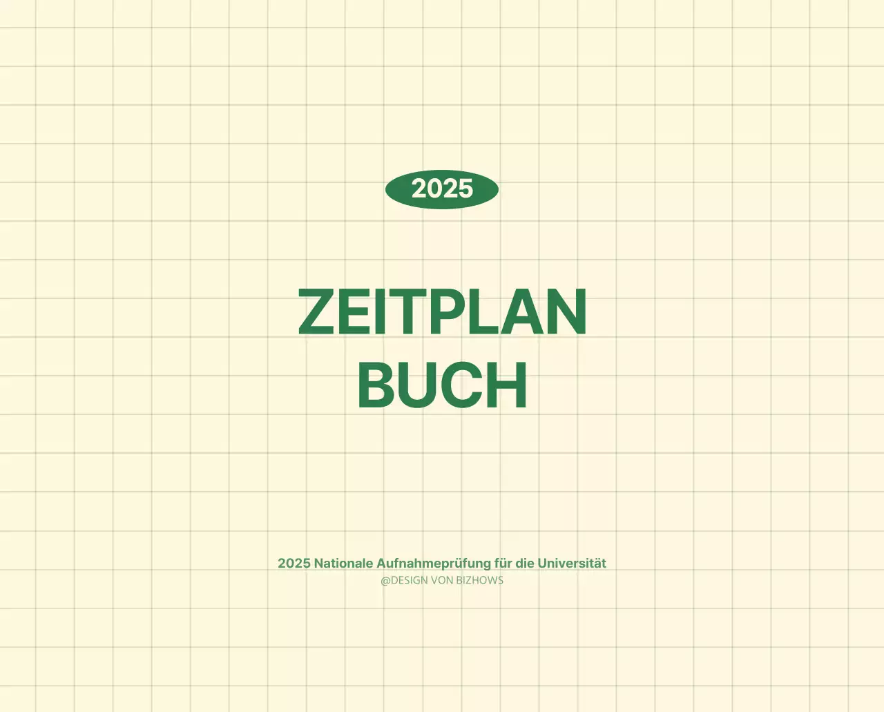 SAT D-Day Notizblock Konzept Wandkalender in grün und hellgelb