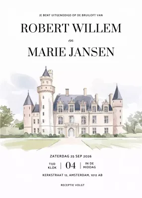 Witte elegante huwelijksuitnodiging