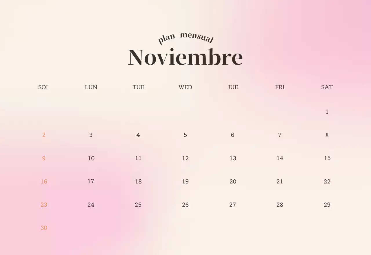 Calendario minimalista degradado