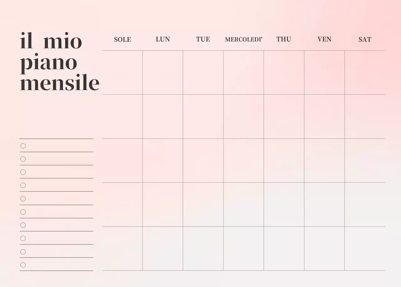 Calendario minimalista a gradi