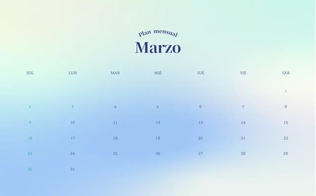 Calendario minimalista degradado