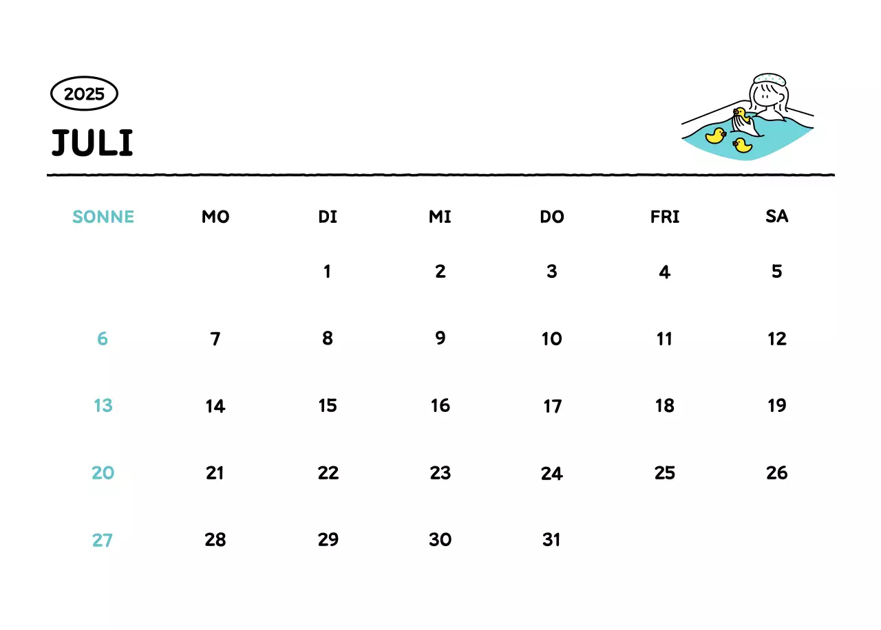 Illustrierter Kalender mit schönem Linienstil