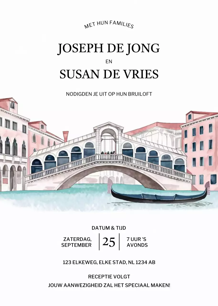 Witte elegante huwelijksuitnodiging