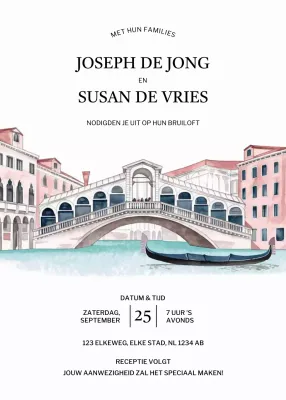 Witte elegante huwelijksuitnodiging