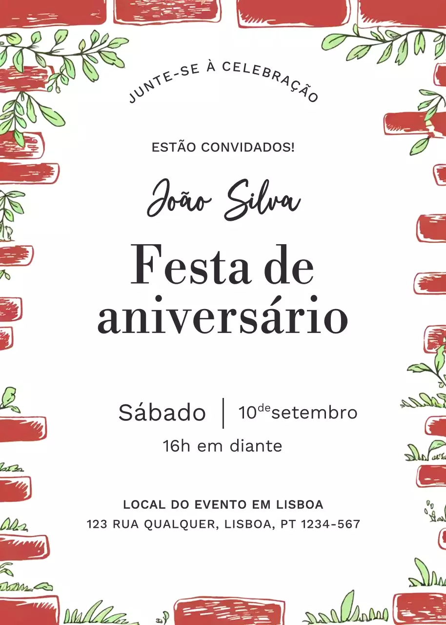 Convite de festa vintage vermelho