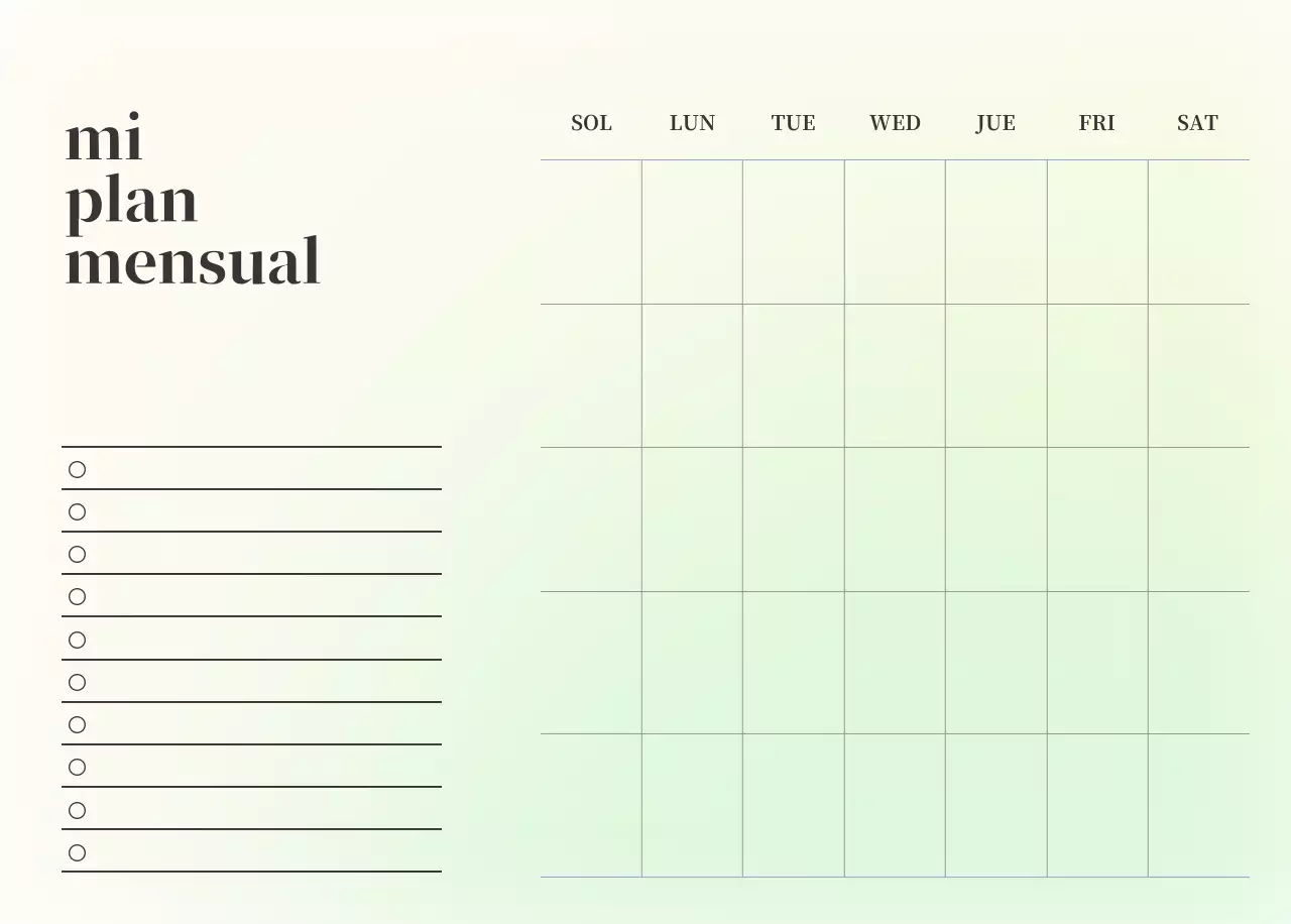 Calendario minimalista degradado