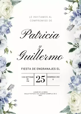elegante invitación de compromiso blanca
