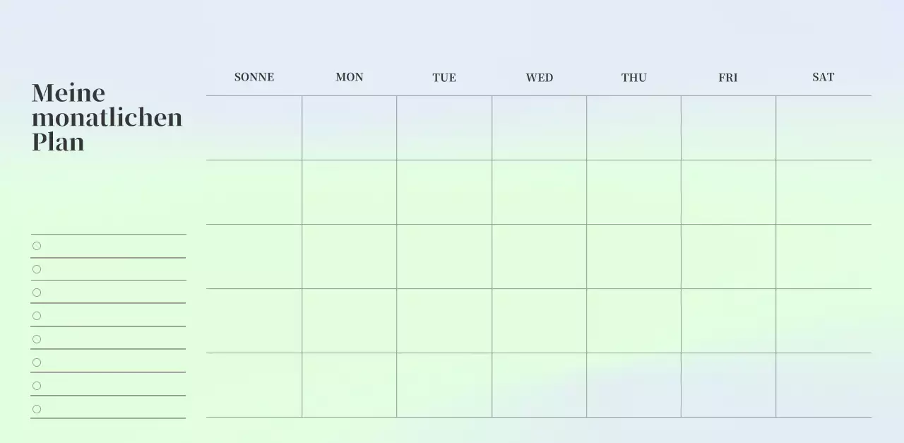 Minimalistischer Kalender mit Farbverlauf