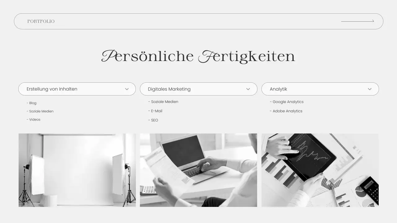 blau elegant Portfolio Lebenslauf