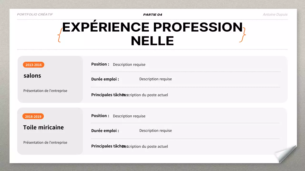 CV d'emploi en noir et gras