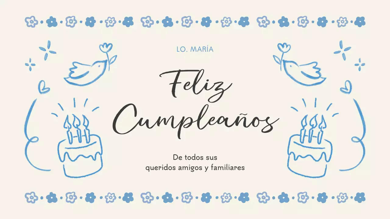 cumpleaños floral azul