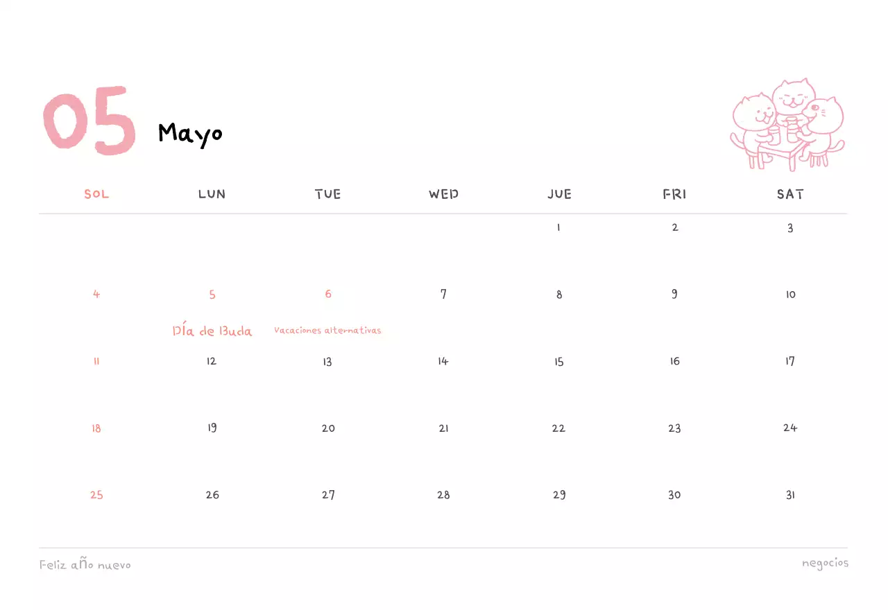 Calendario diario en marfil