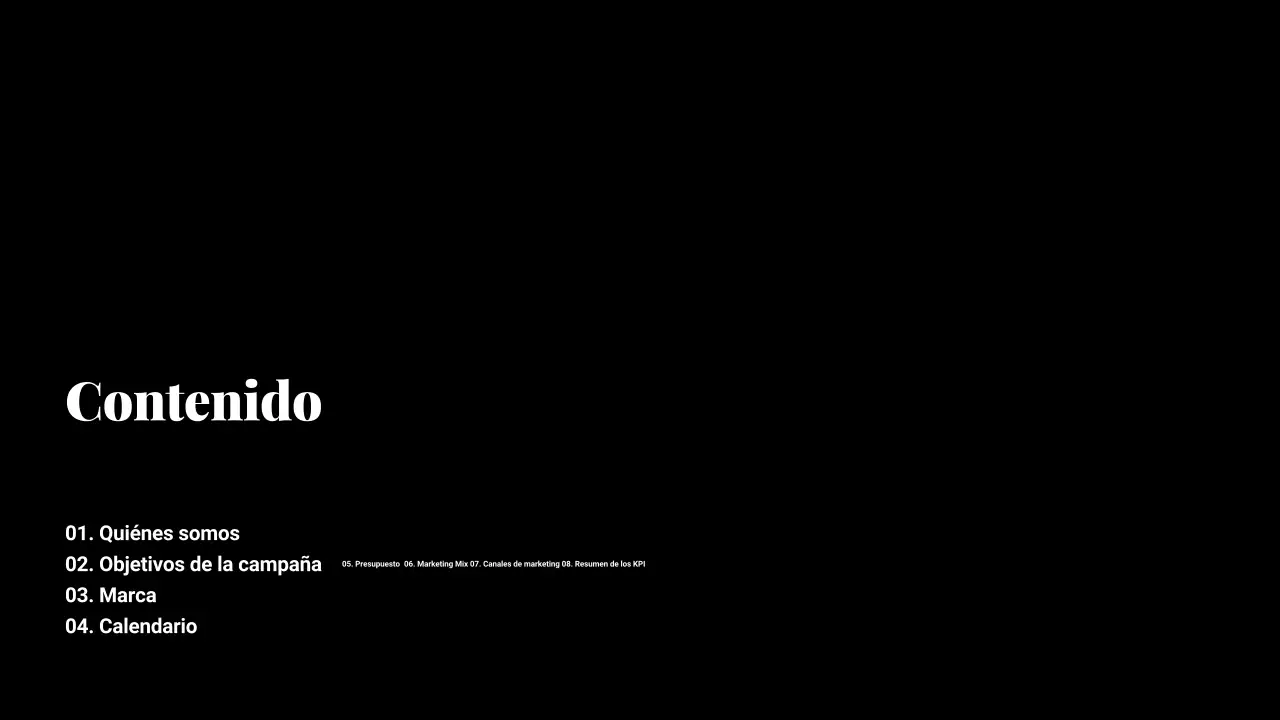 Presentación del plan de marketing en degradado negro y morado