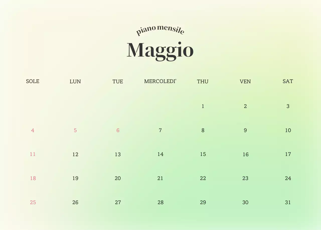 Calendario minimalista a gradi