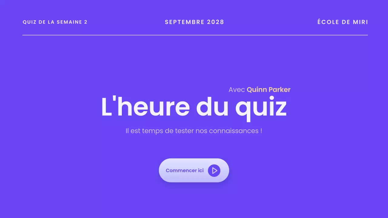 Présentation de l'annonce d'un quiz moderne en bleu