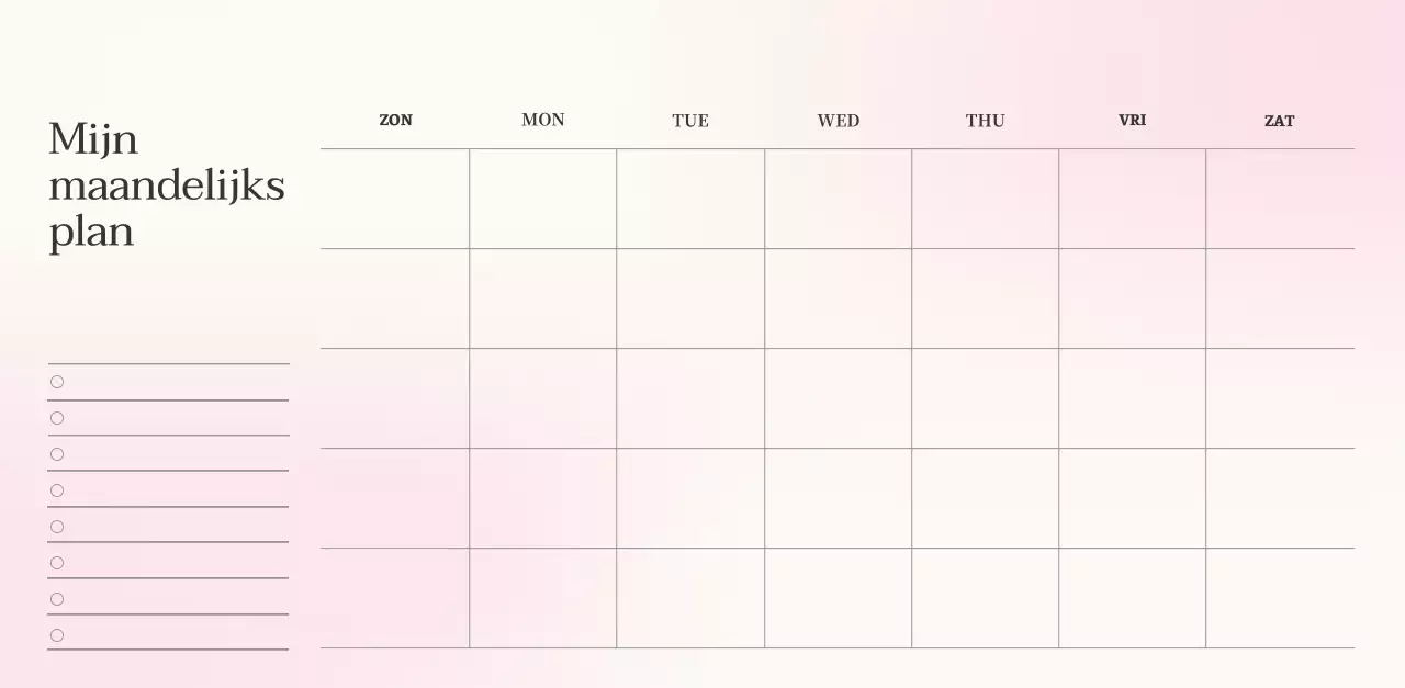 Minimalistische kalender met kleurverloop