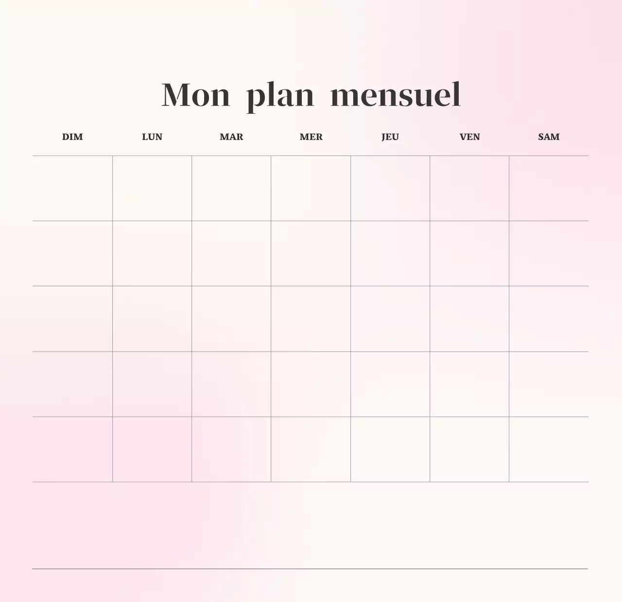 Calendrier minimaliste dégradé