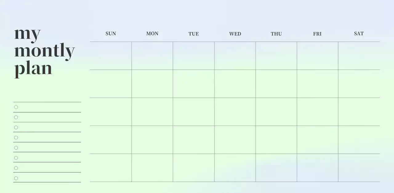 Gradient Minimalist Calendar