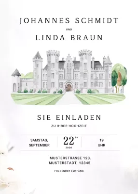 Weiß Elegante Hochzeitseinladung