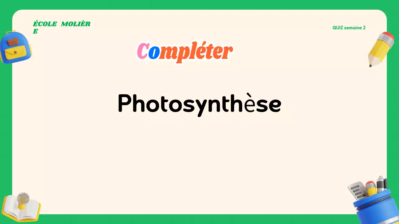 Matériel de classe Quiz moderne et coloré