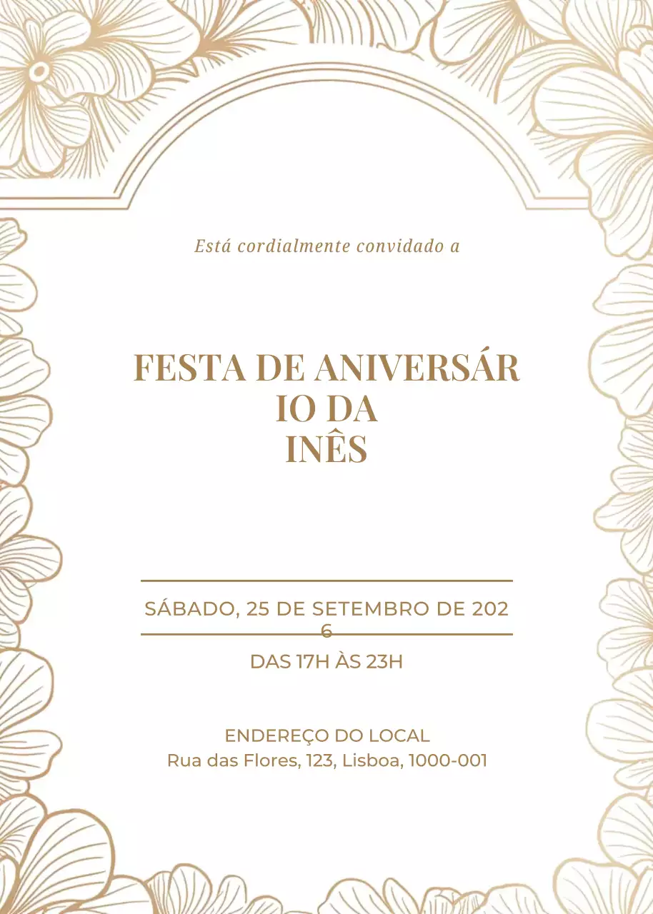 convite de aniversário dourado e elegante