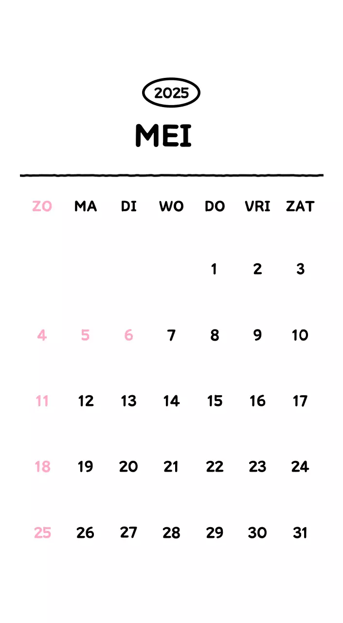 Geïllustreerde kalender met een mooie lijnstijl