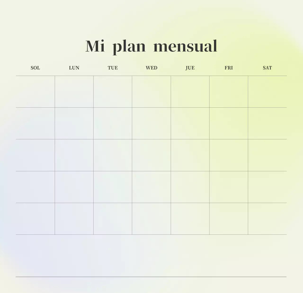 Calendario minimalista degradado
