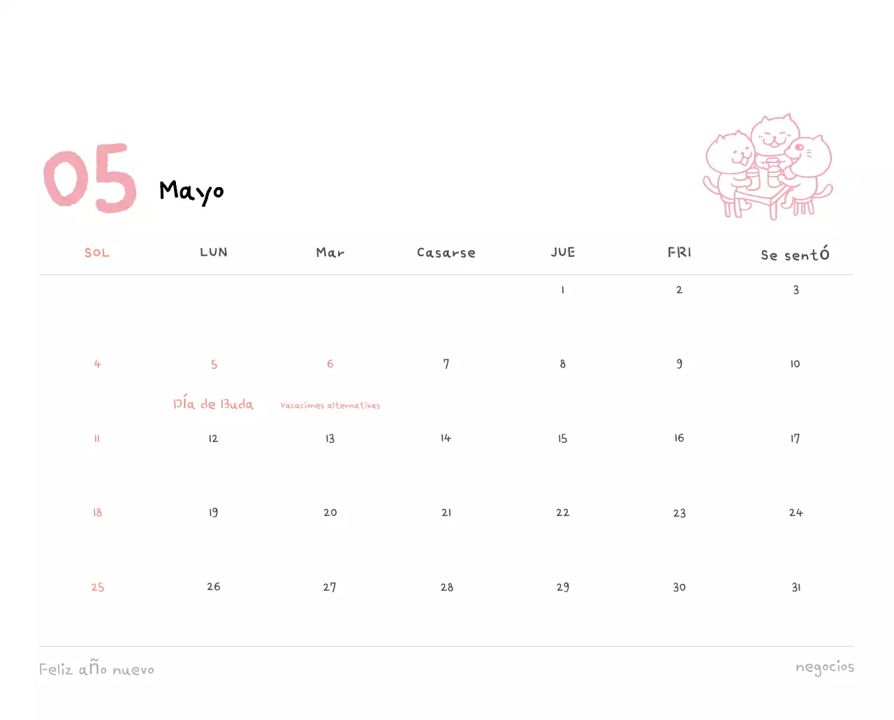 Calendario diario en marfil