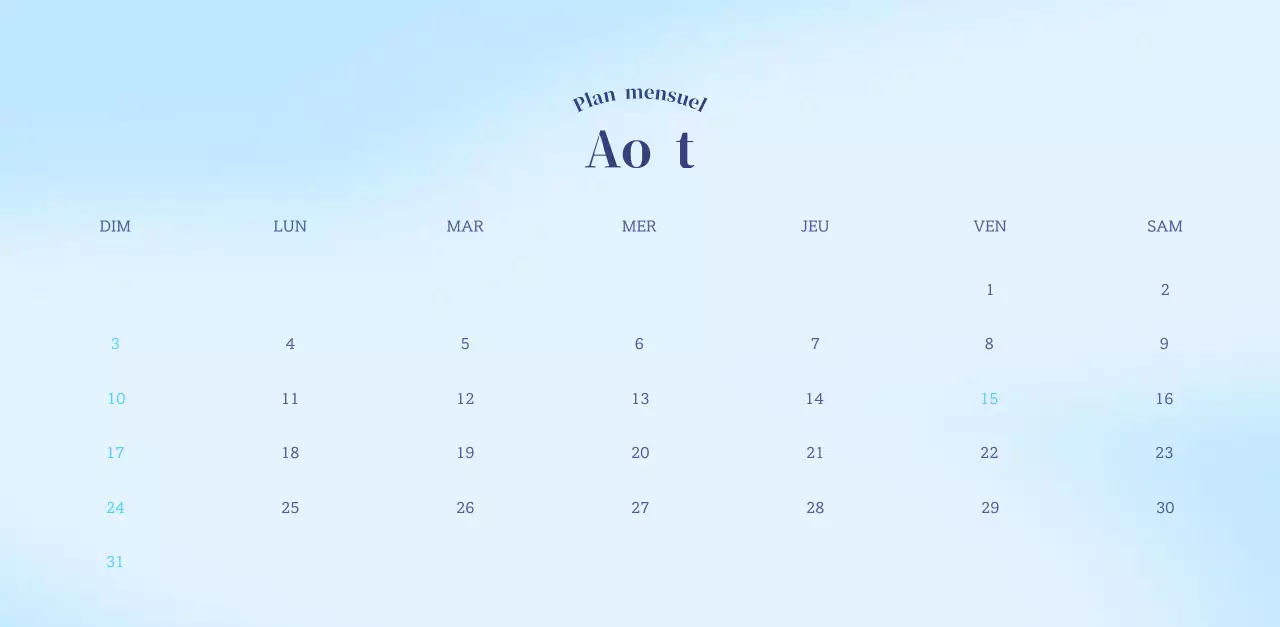 Calendrier minimaliste dégradé