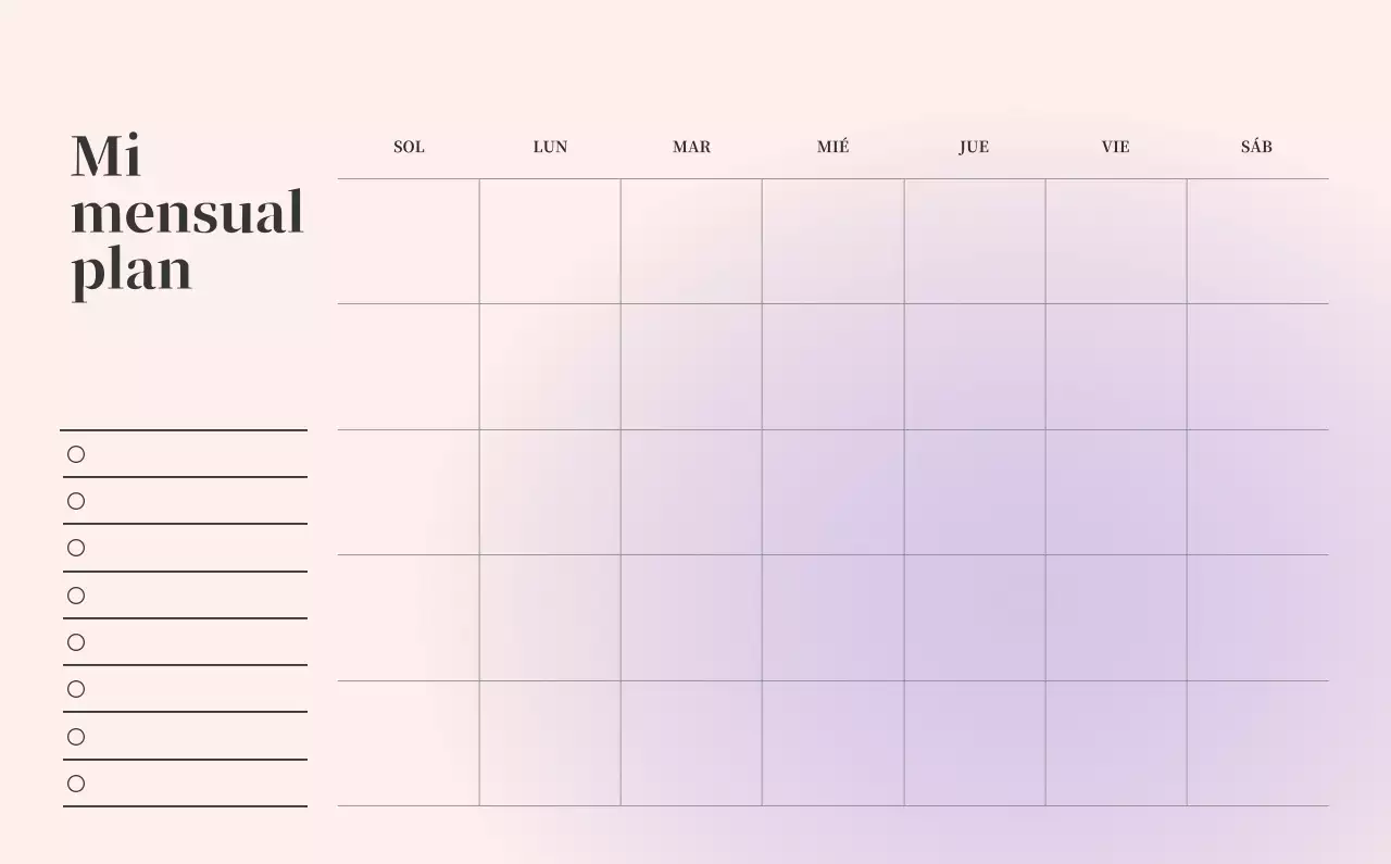 Calendario minimalista degradado