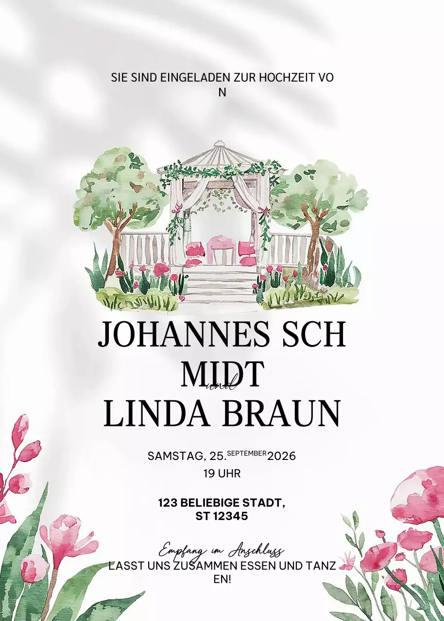 Weiß Elegante Hochzeitseinladung