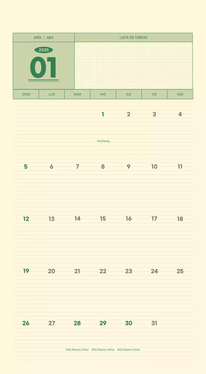 SAT Calendario de pared con concepto de bloc de notas del Día D en verde y amarillo claro