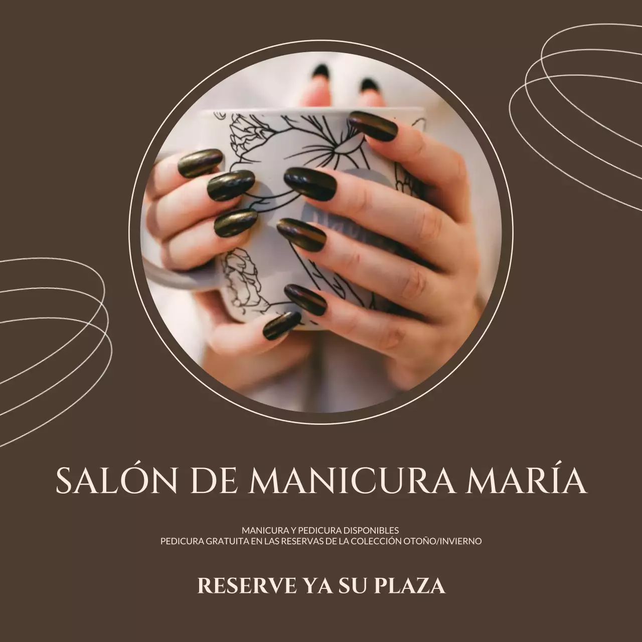marrón elegante salón de uñas arte anuncio