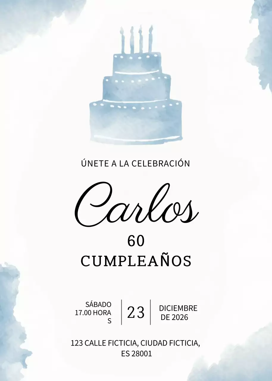 Elegante invitación de cumpleaños azul