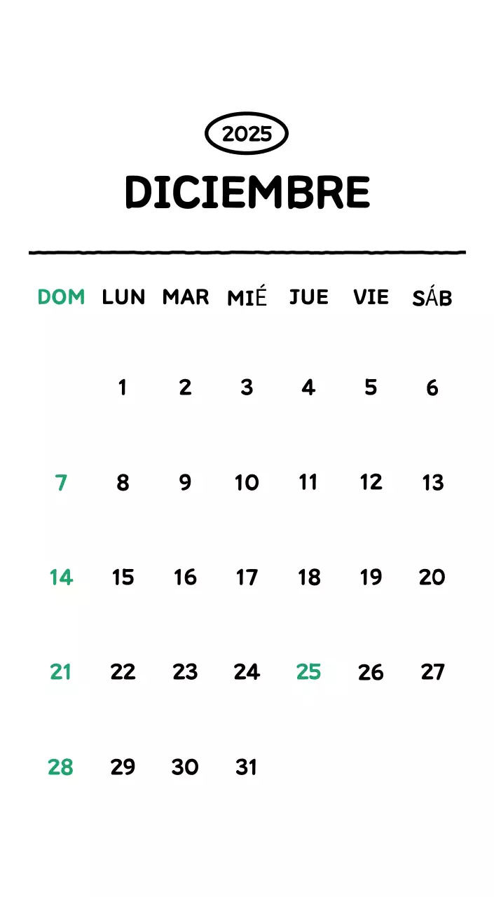 Calendario ilustrado con un bonito estilo de líneas