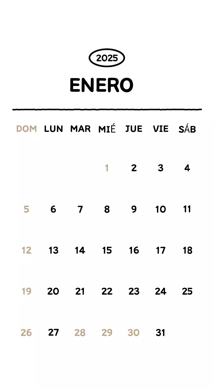 Calendario ilustrado con un bonito estilo de líneas
