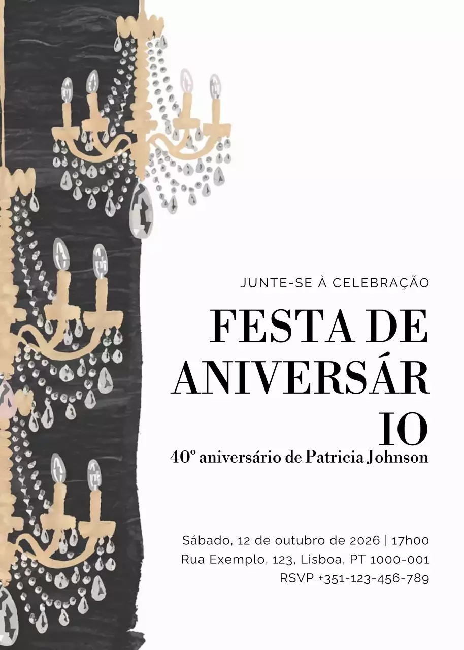 convite de aniversário elegante bege